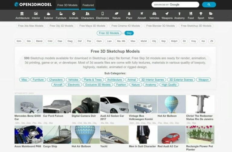 SketchUp modellek ingyenes letöltése: A legnépszerűbb webhelyek - 3DNyomtass.hu